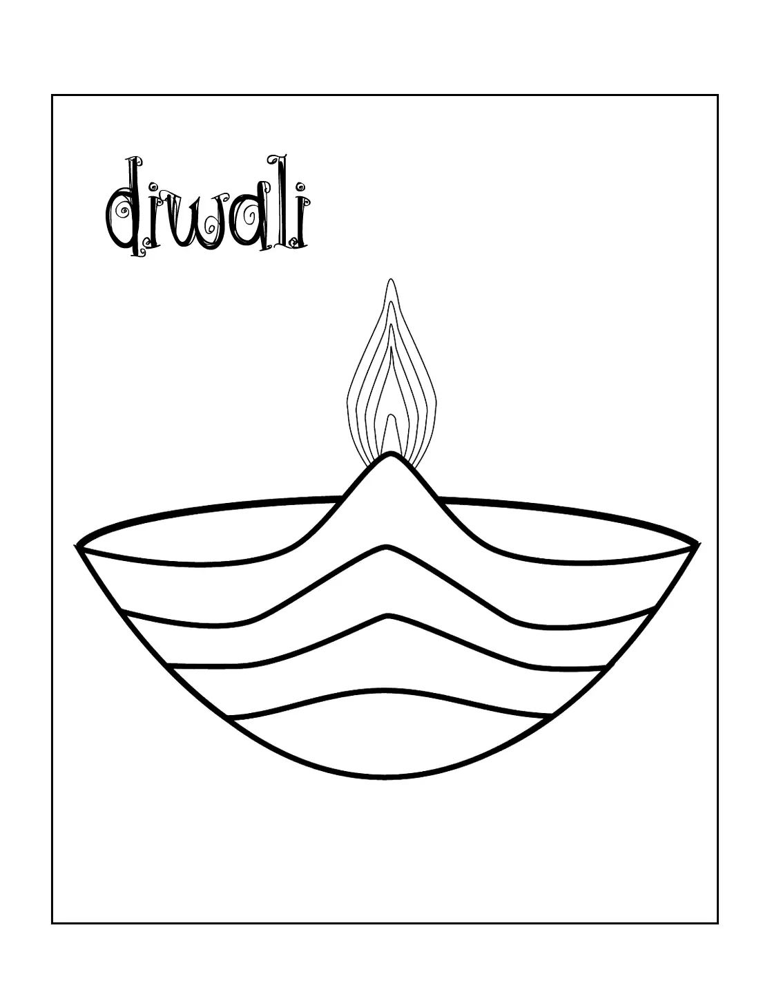 Diwali Lamp Coloring Page