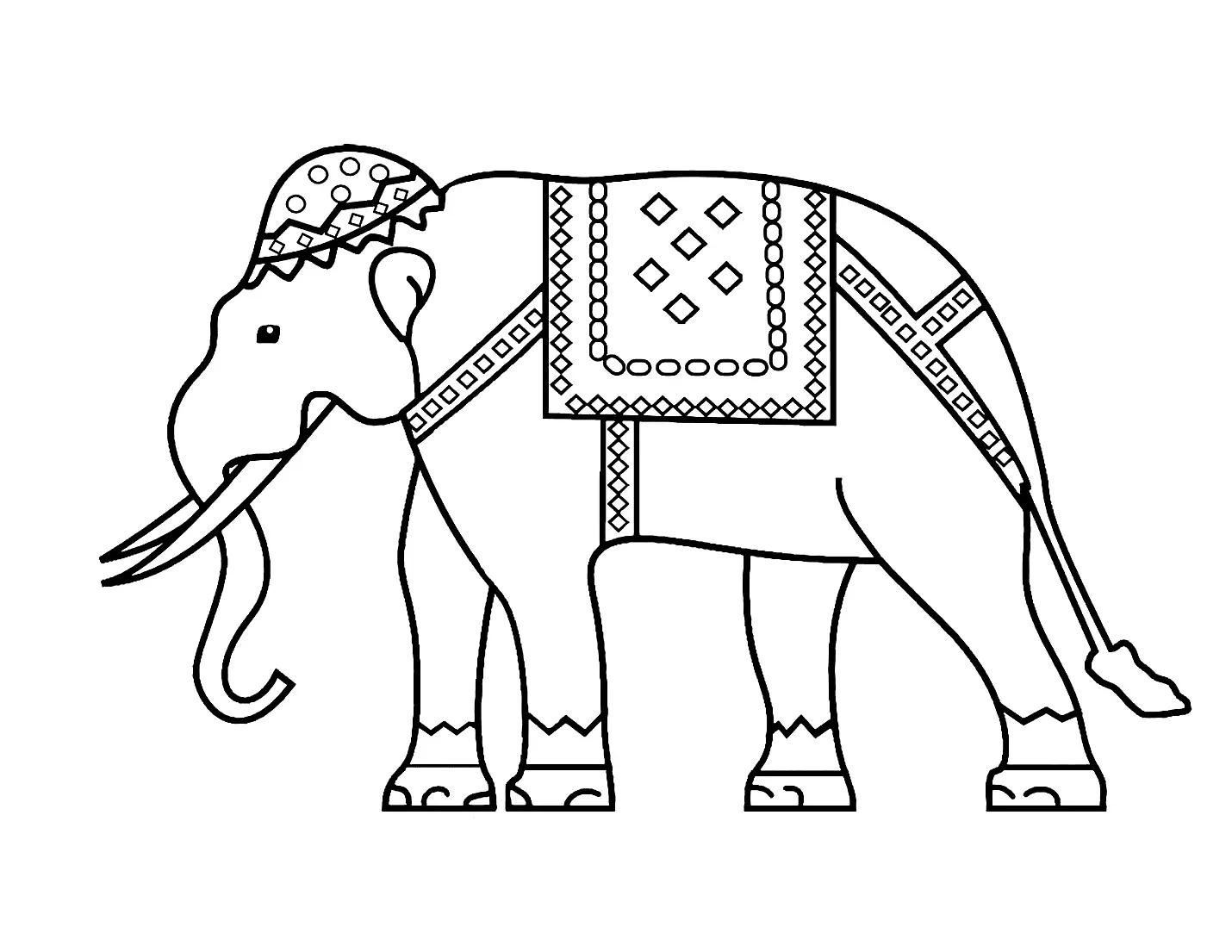 Diwali Elephant Coloring Page