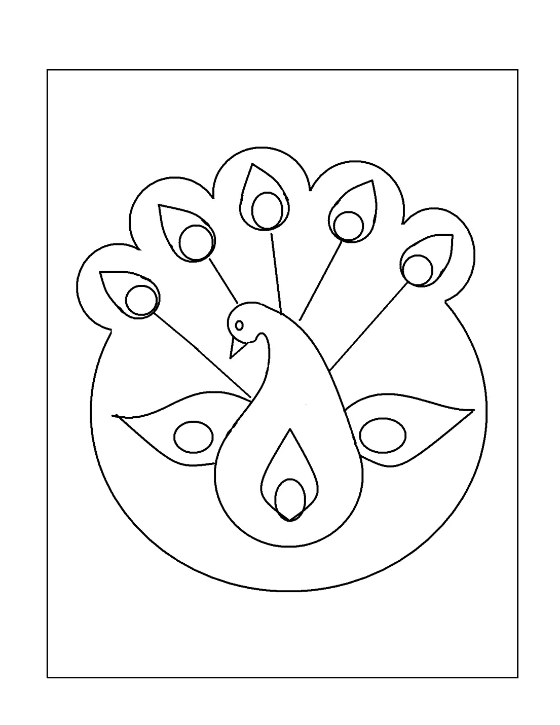Rangoli Peacock Coloring Page