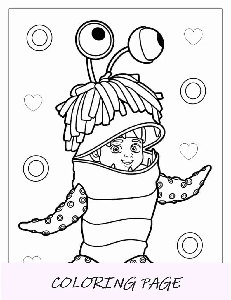 Folha para colorir de Boo vestido de monstro
