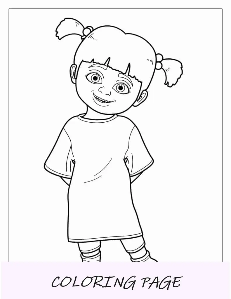 Linda página para colorir de Boo de Monsters Inc