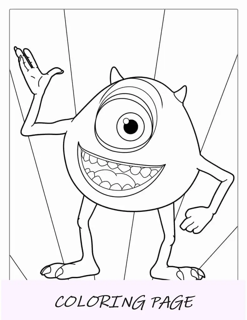 Página para colorir fácil de Mike de Monsters Inc
