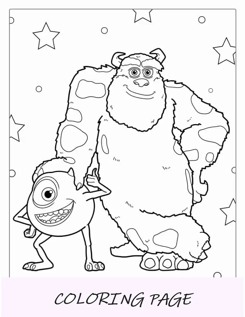 Página para colorir de Mike e Sullivan de Monsters Inc
