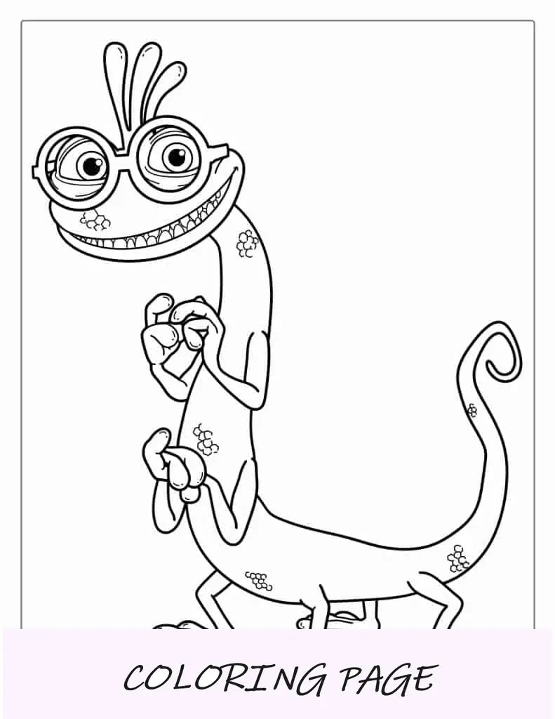 Página para colorir de um jovem Randall na universidade
