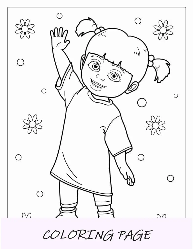 Página para colorir Boo com flores para crianças
