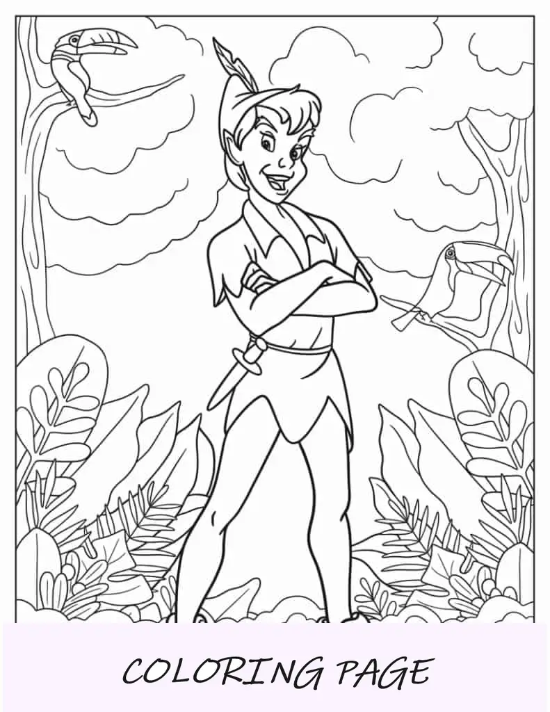 Página para colorir de Peter Pan para crianças