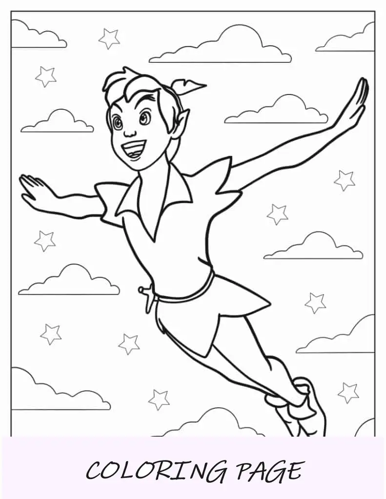 Esboço simples de Peter Pan para colorir