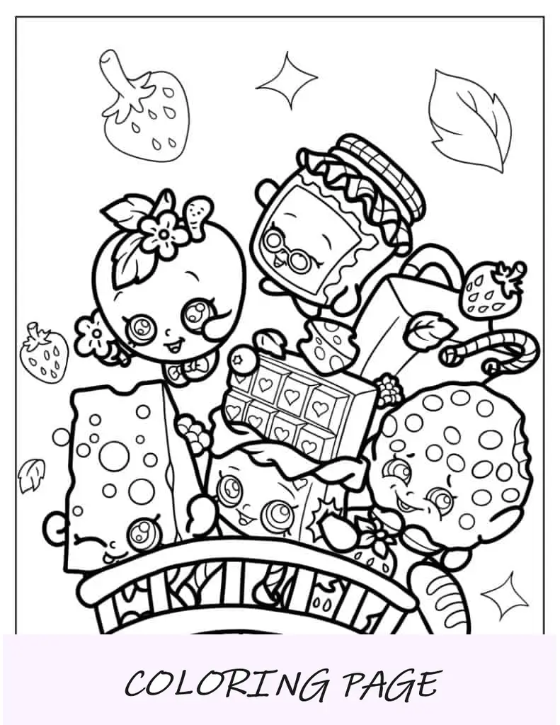 Página para colorear de carteles de Shopkins