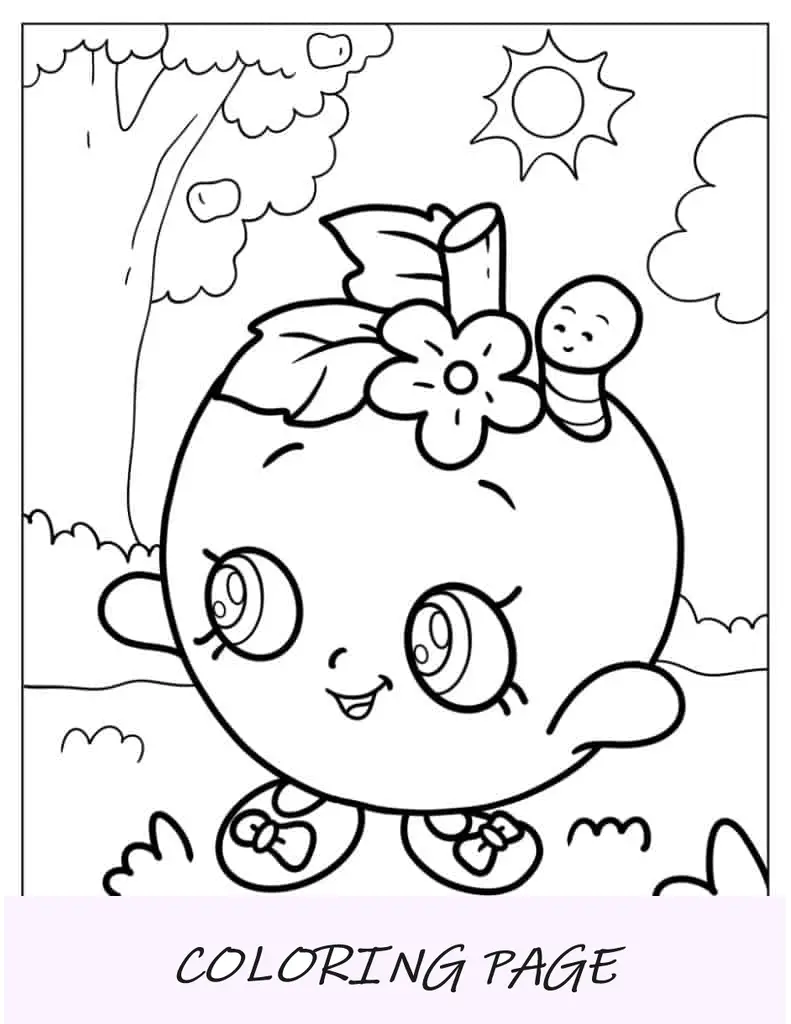 Dibujos animados de Apple Blossom Shopkins bajo el sol para colorear