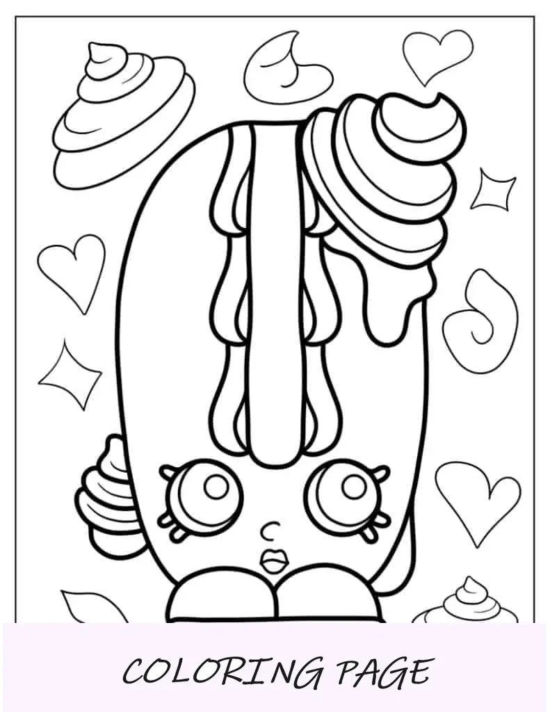 Página para colorear de Shopkins cremoso Bun-Bun para niños