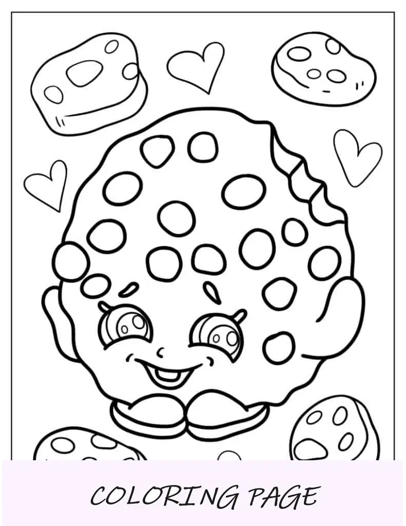 Página para colorear de la linda galleta excéntrica Shopkins