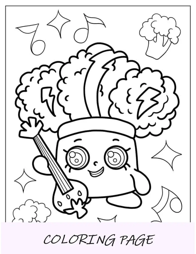 Bethany Broccoli Shopkins tocando la guitarra