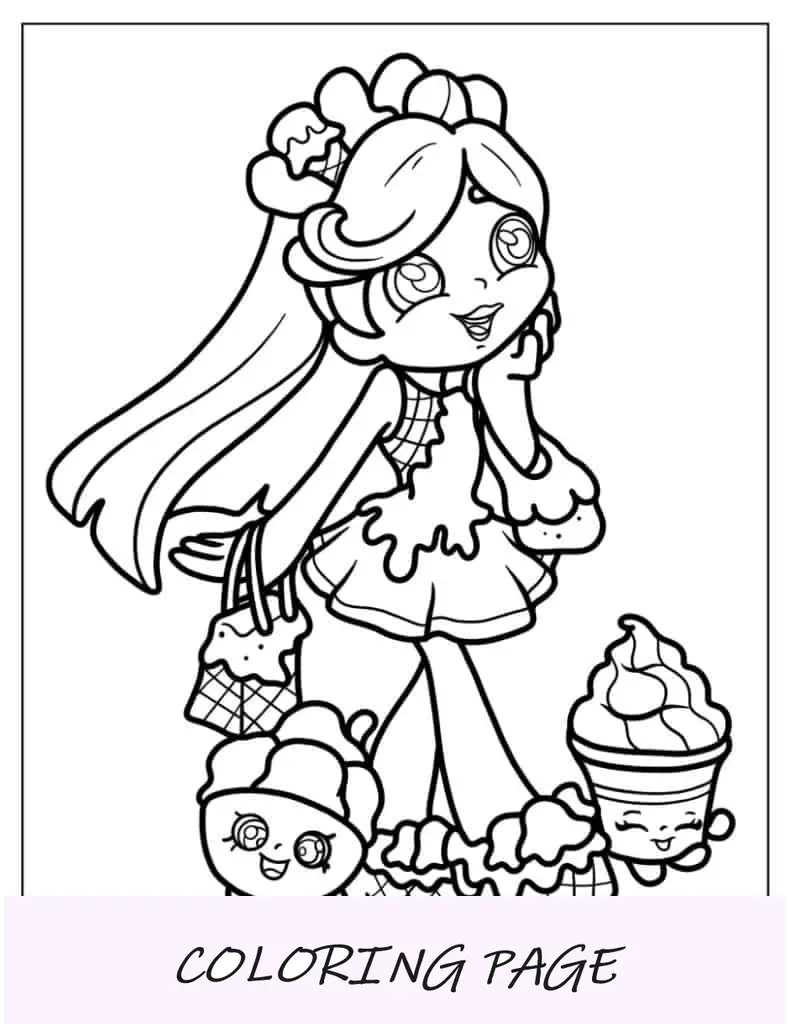 Hoja para colorear simple de Peppa-Mint Shopkins