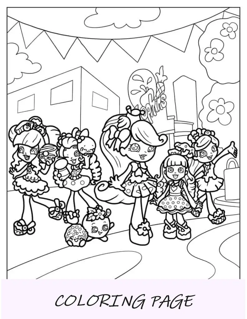 Hoja para colorear de Shoppies con sus Shopkins