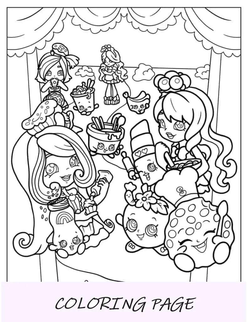Shoppies y Shopkins Página para colorear