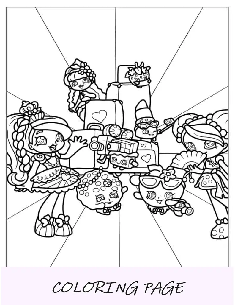 Hoja para colorear de Shoppies y Shopkins
