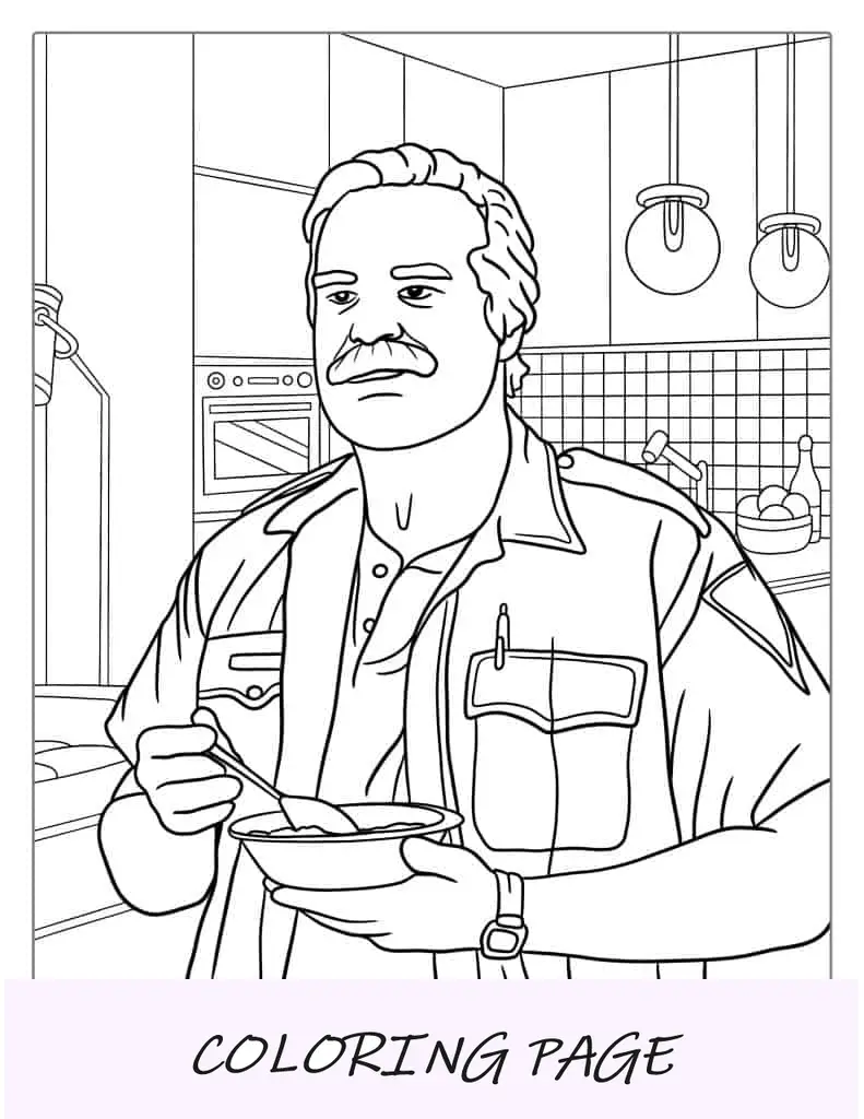 Página para colorir do xerife Jim Hopper