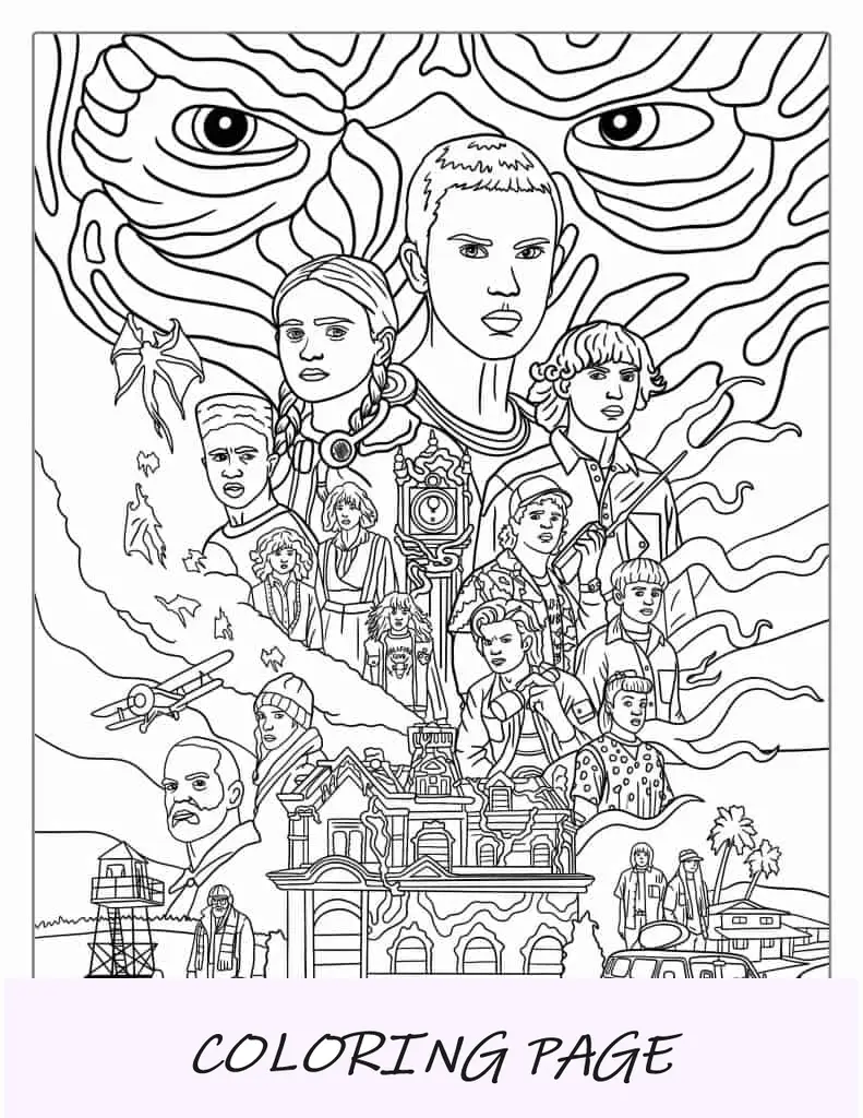 Pôster para colorir de pôster do filme Stranger Things