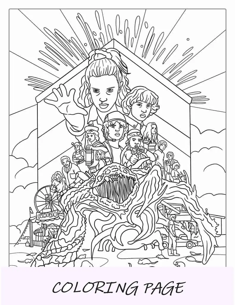 Personagens populares de Stranger Things para colorir