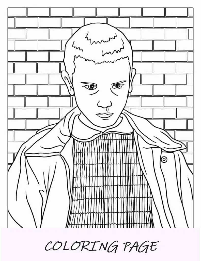 Folha para colorir onze de Stranger Things