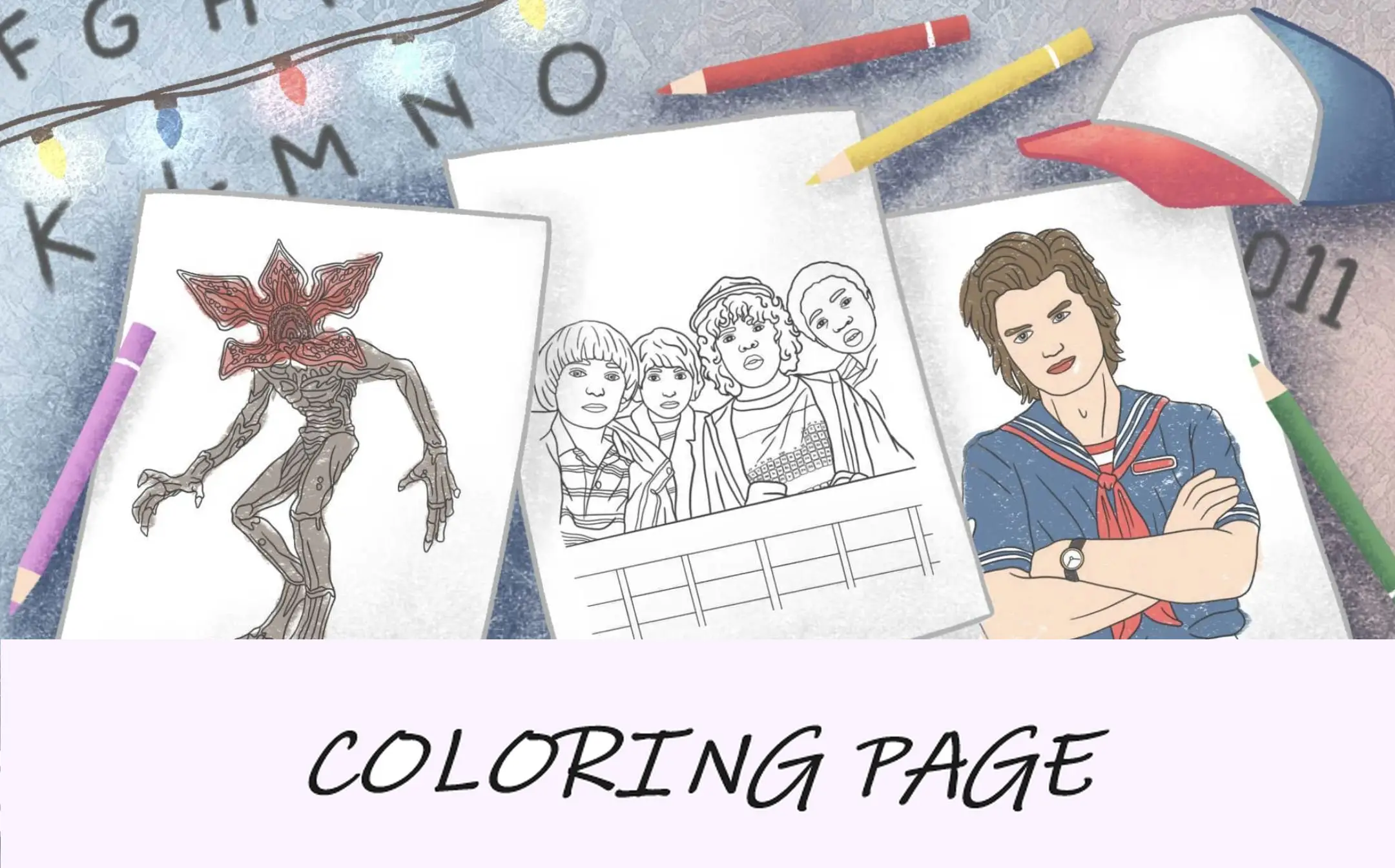Desenhos para colorir de coisas estranhas imagem em destaque