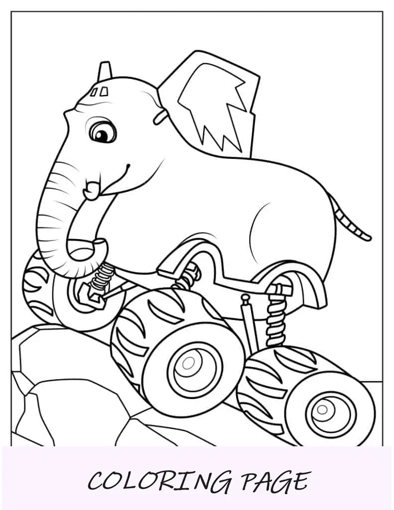 Folha para colorir de Bump Monster Machine fazendo truques