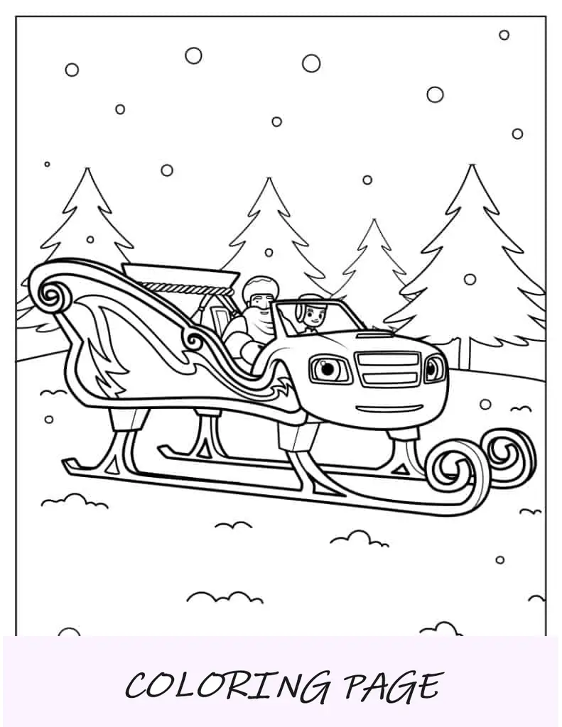AJ e Sleigh Blaze com Papai Noel para colorir