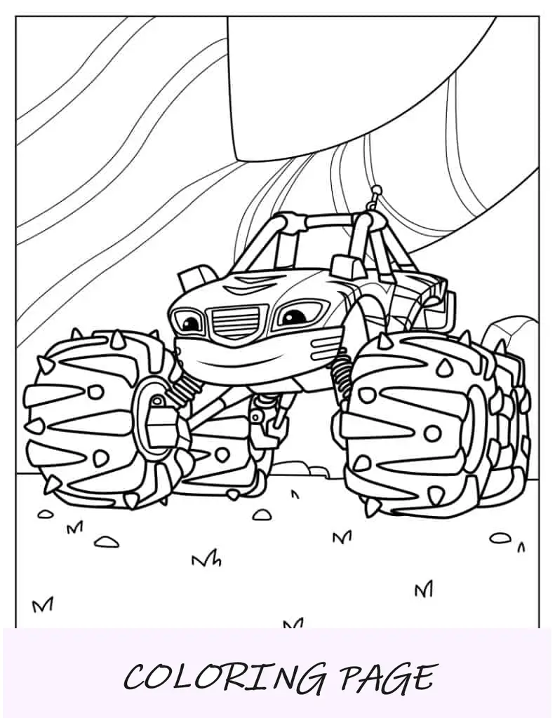 Página para colorir detalhada da Stripes Monster Machine