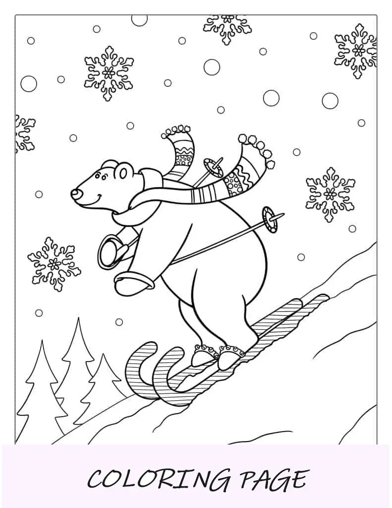 Polar Beer montando esquís Candy Cane