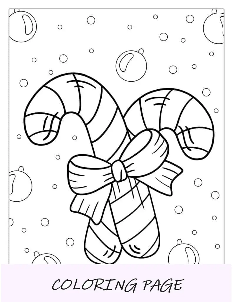 Bastón de caramelo fácil de colorear para niños