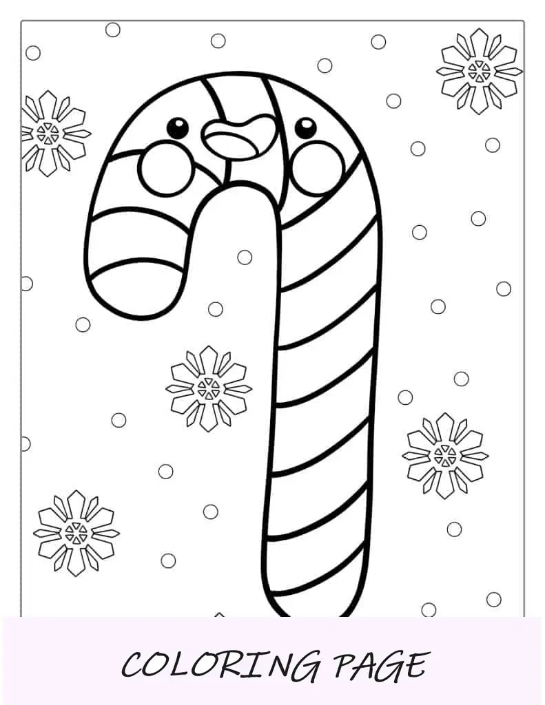 Página Para Colorear De Bastón De Caramelo Kawaii