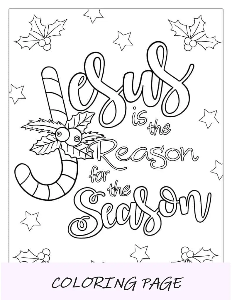 Página para colorear de bastón de caramelo de Jesús para niños