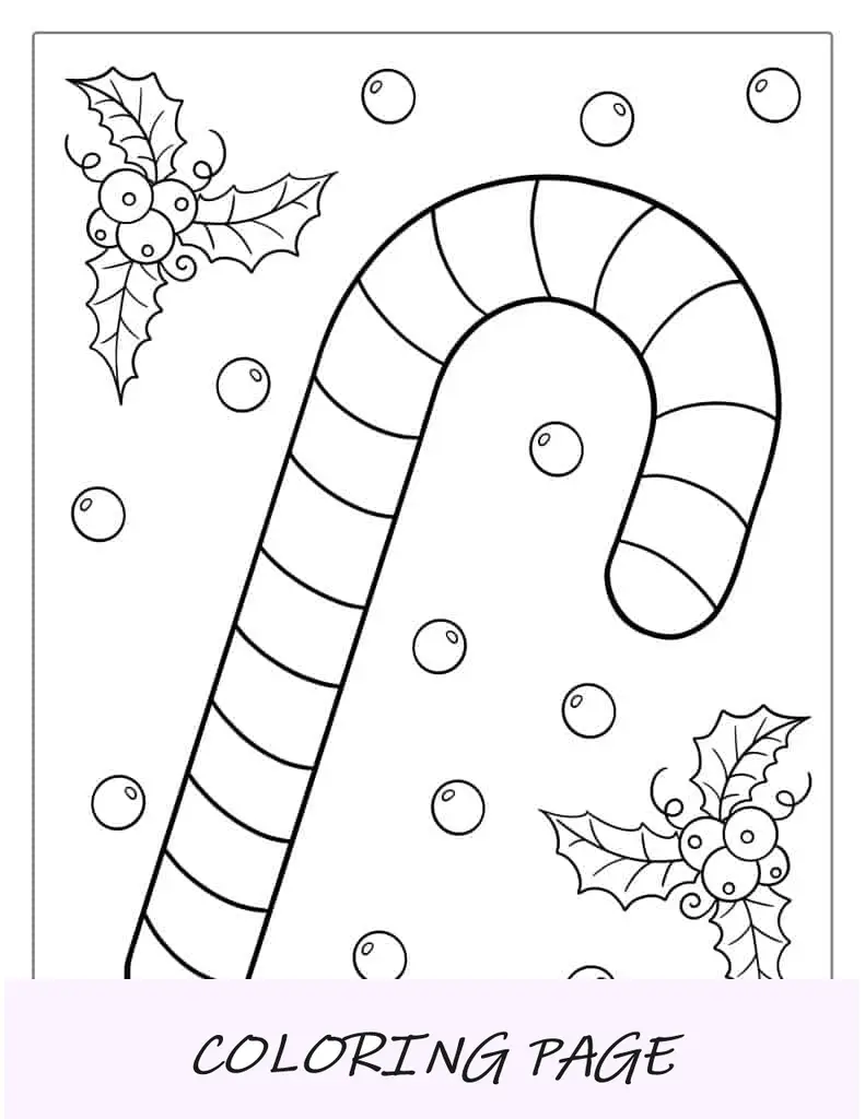 Contorno fácil de un bastón de caramelo para colorear