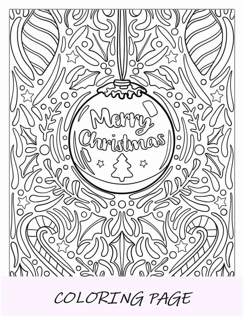 Imagen detallada para colorear de bastón de caramelo navideño