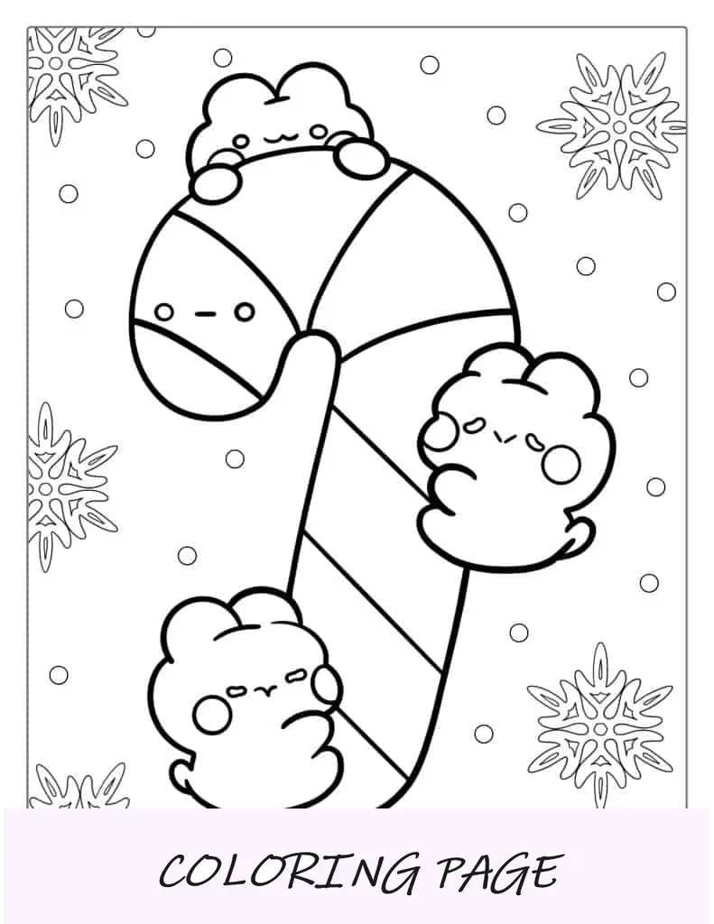 Linda Hoja Para Colorear De Bastón De Caramelo Kawaii