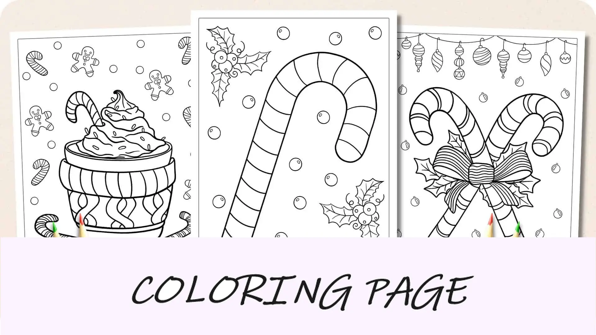 Dibujos para colorear de bastones de caramelo Imagen destacada