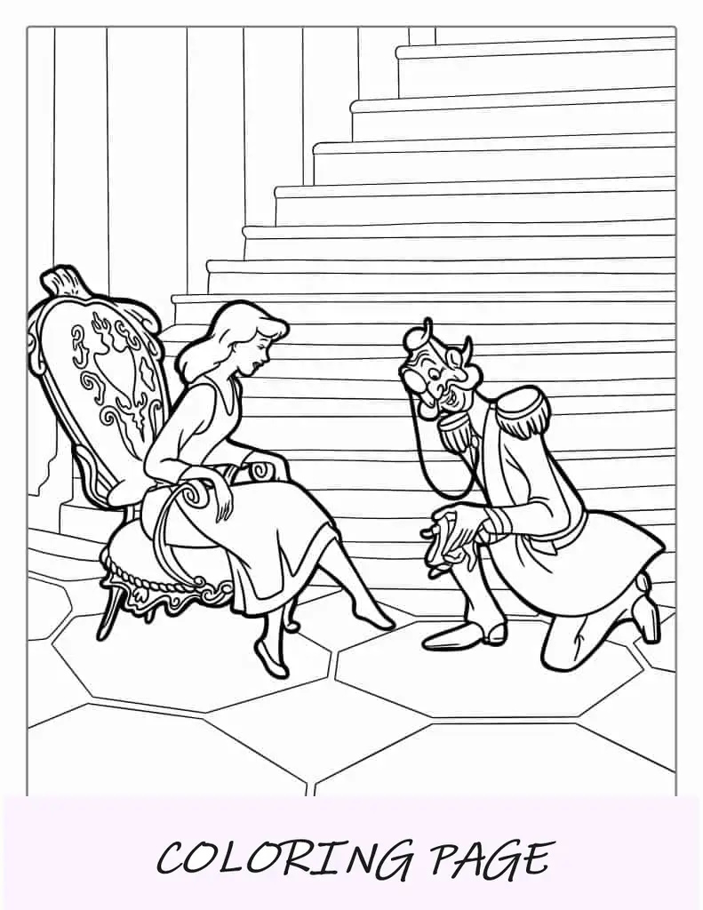 Imagem para colorir da Cinderela e do Grão-Duque