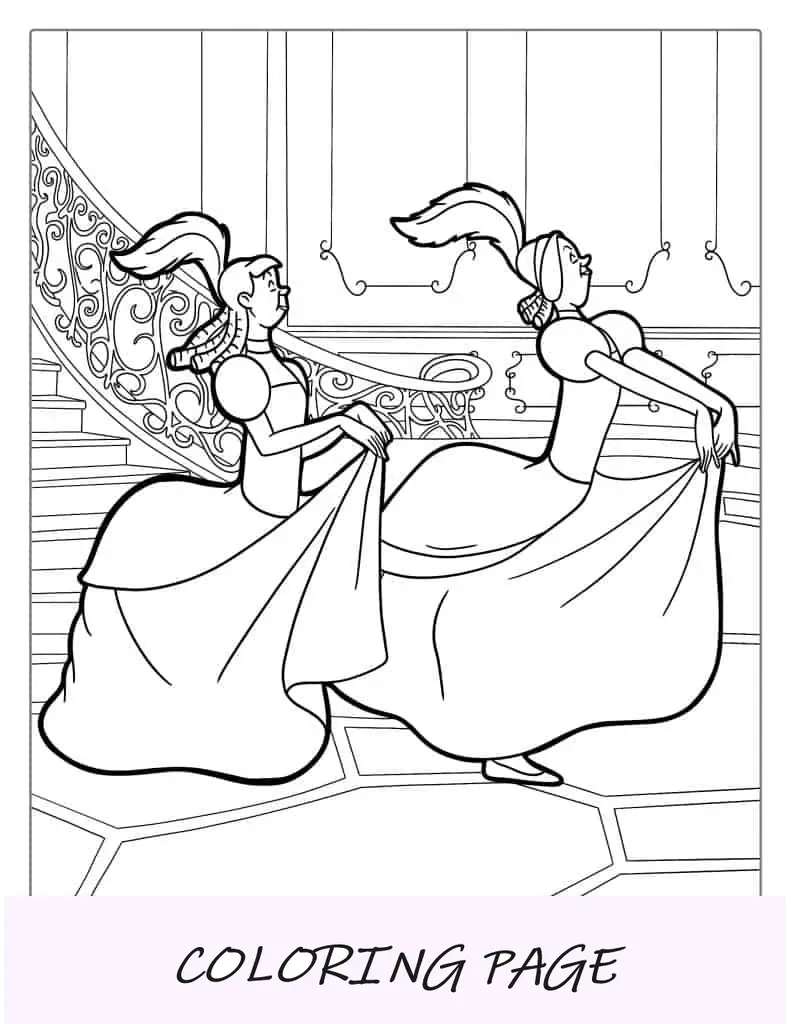 Desenho para colorir de Anastasia e Drizella (as irmãs feias)