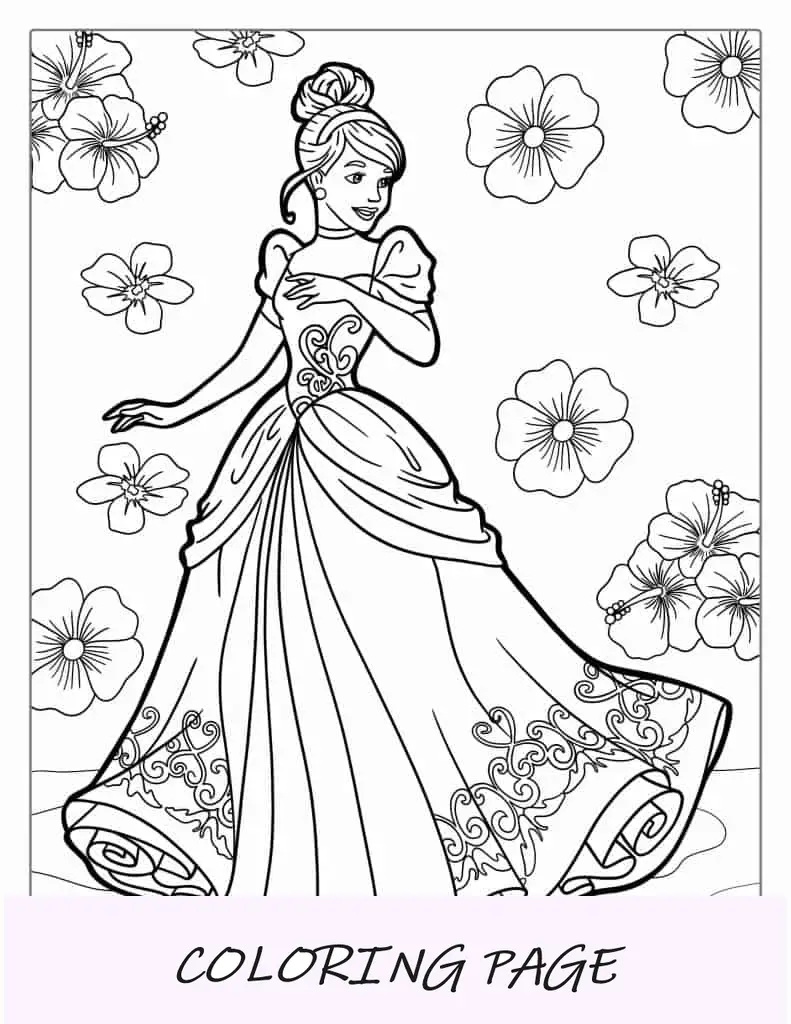 Lindo vestido Cinderela com fundo florido