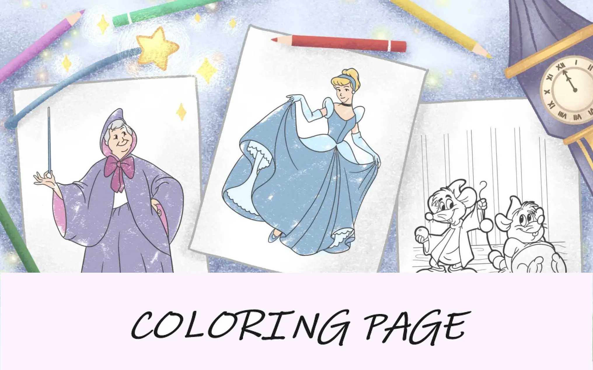 imagem de destaque das páginas para colorir da Cinderela