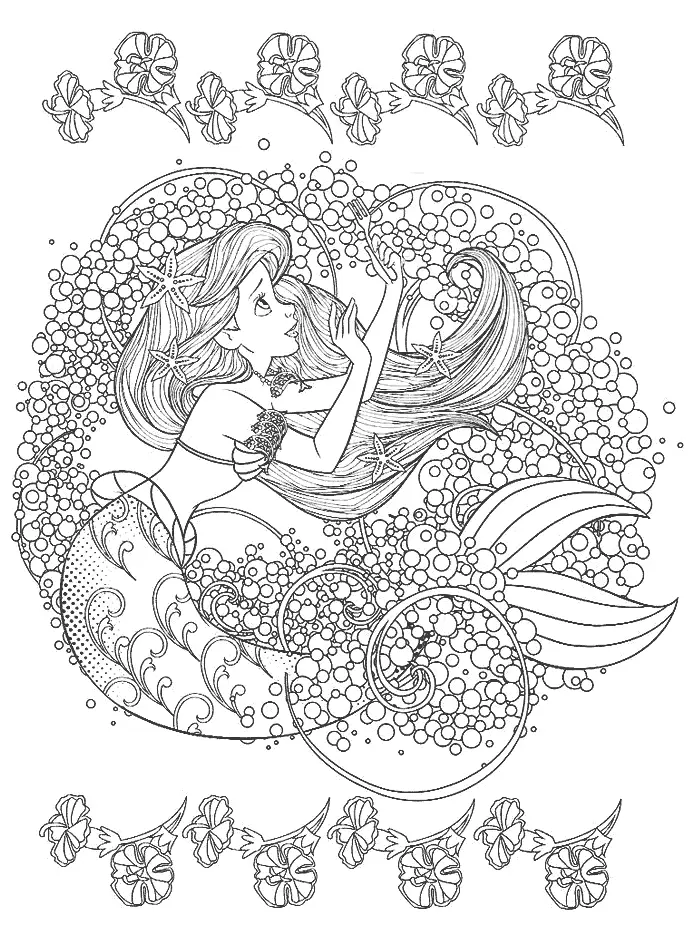Ariel Disney Coloring Page For Adults