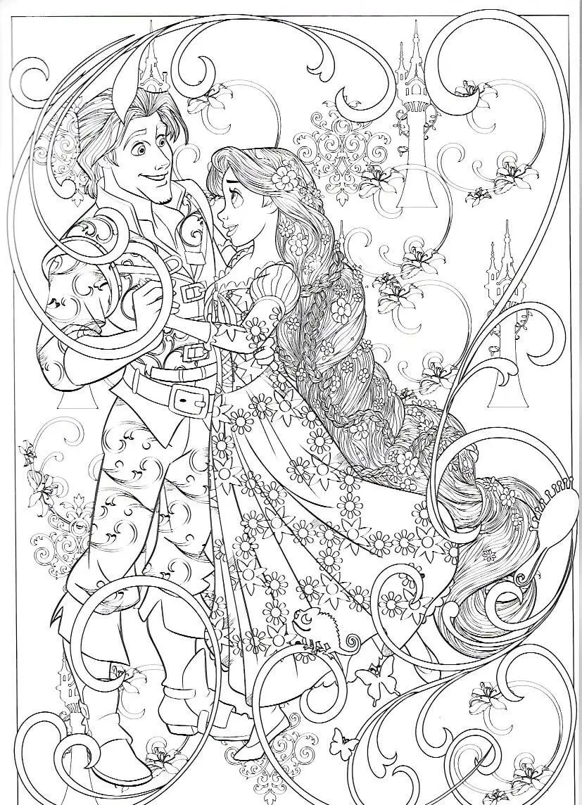 Tangled Disney Coloring Page For Adults