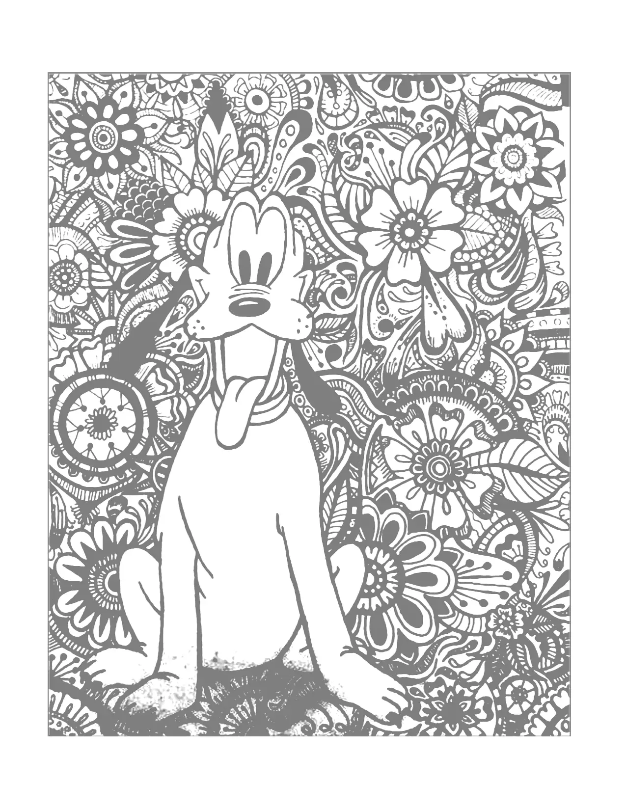 Pluto Tracing Disney Coloring Page For Adults