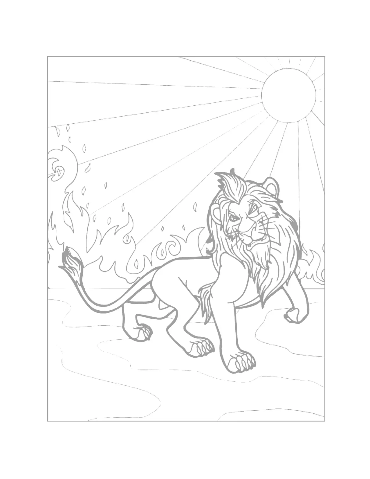 Scar Lion King Traceable Coloring Page
