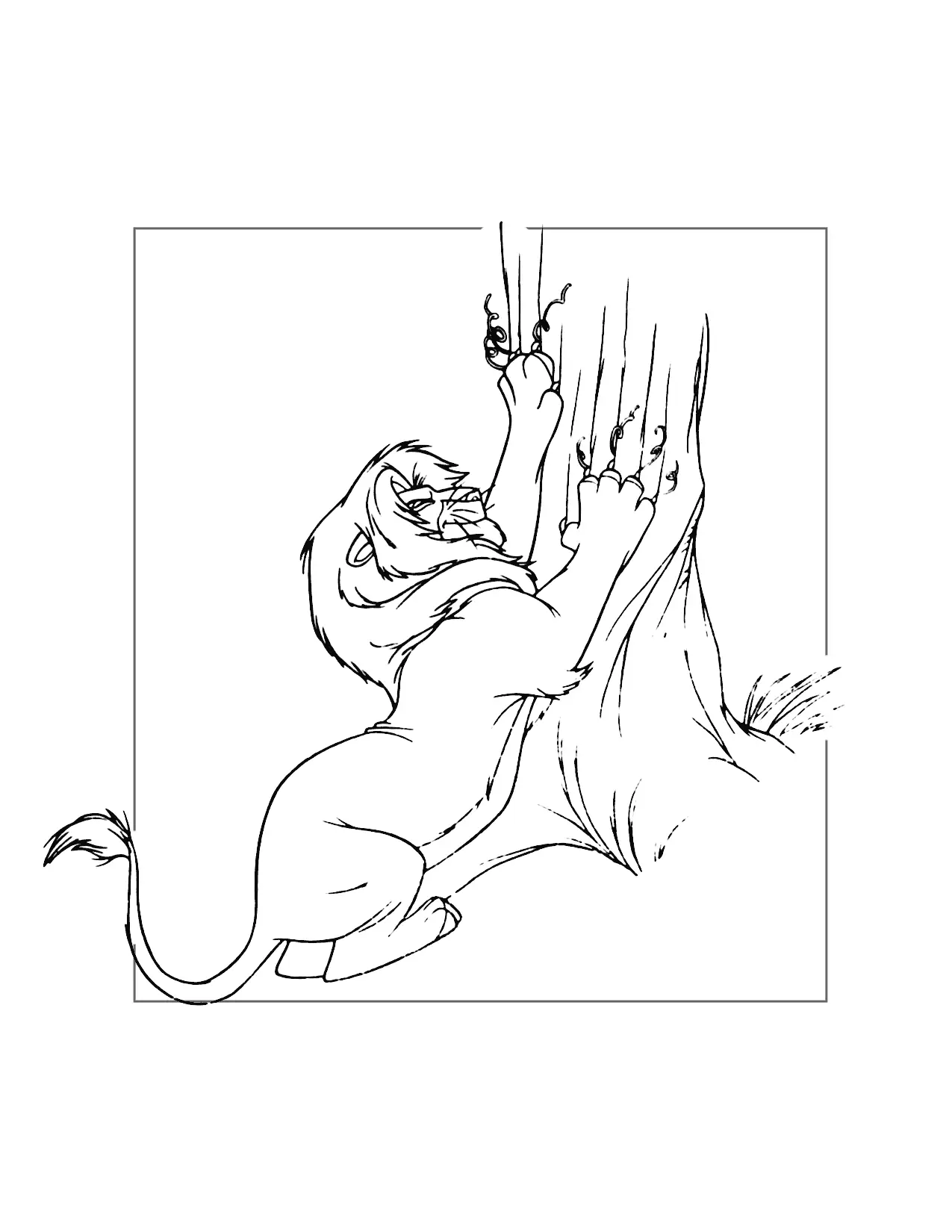Grown Simba Scratches A Tree Coloring Page