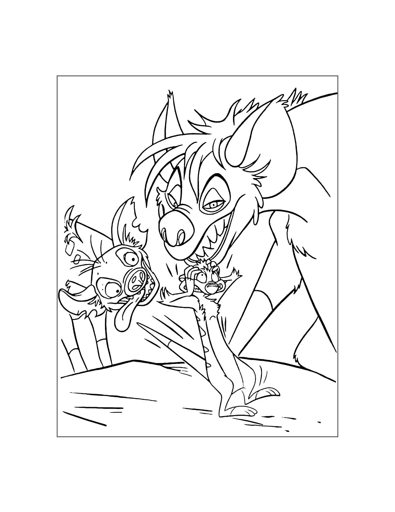 Hyenas Scare Timon Coloring Page