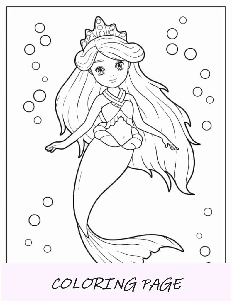 Página para colorir princesa sereia