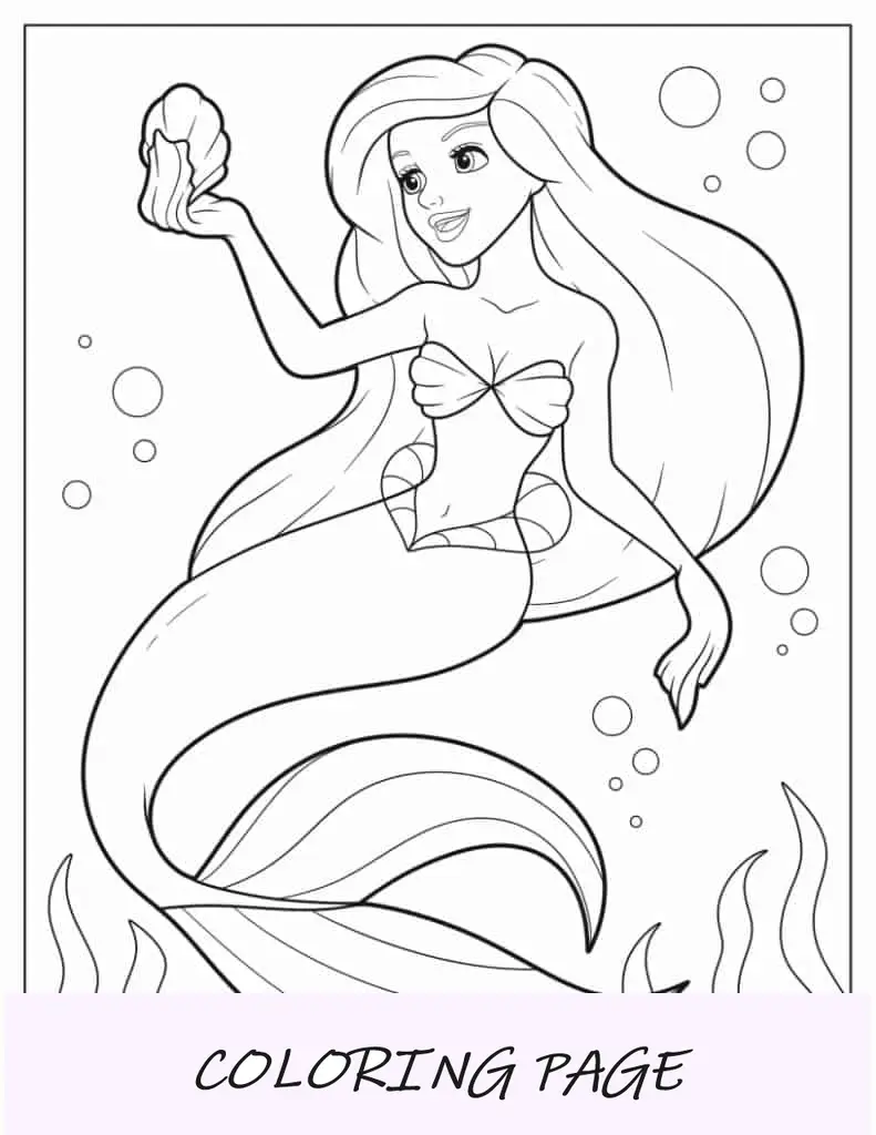 Sereia segurando uma concha