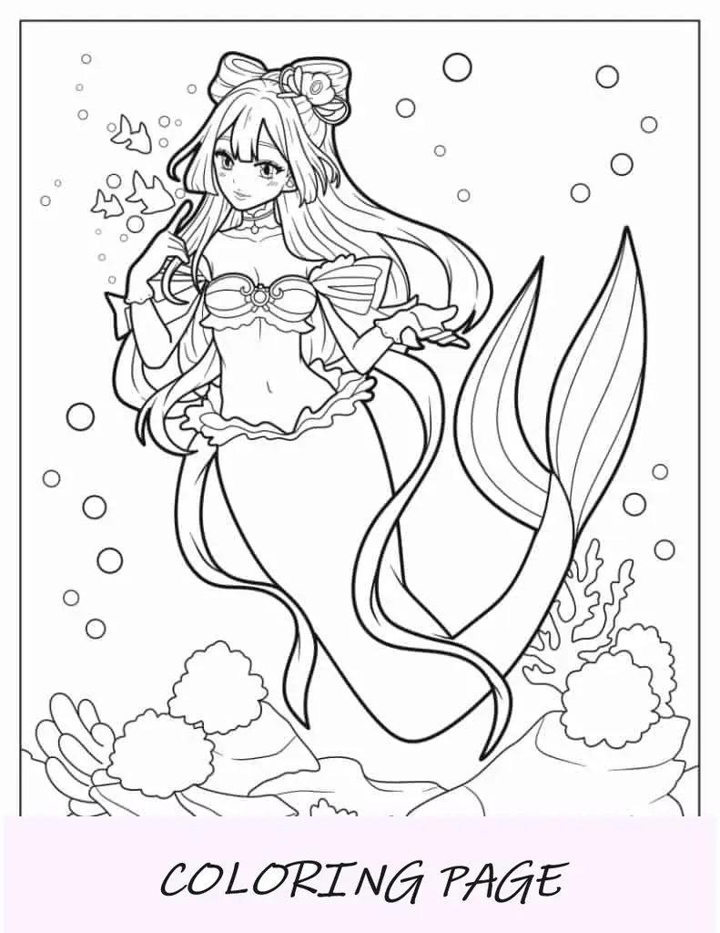 Folha para colorir Anime Sereia Kokomi