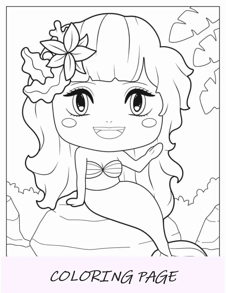 Sereia Chibi fofa na praia